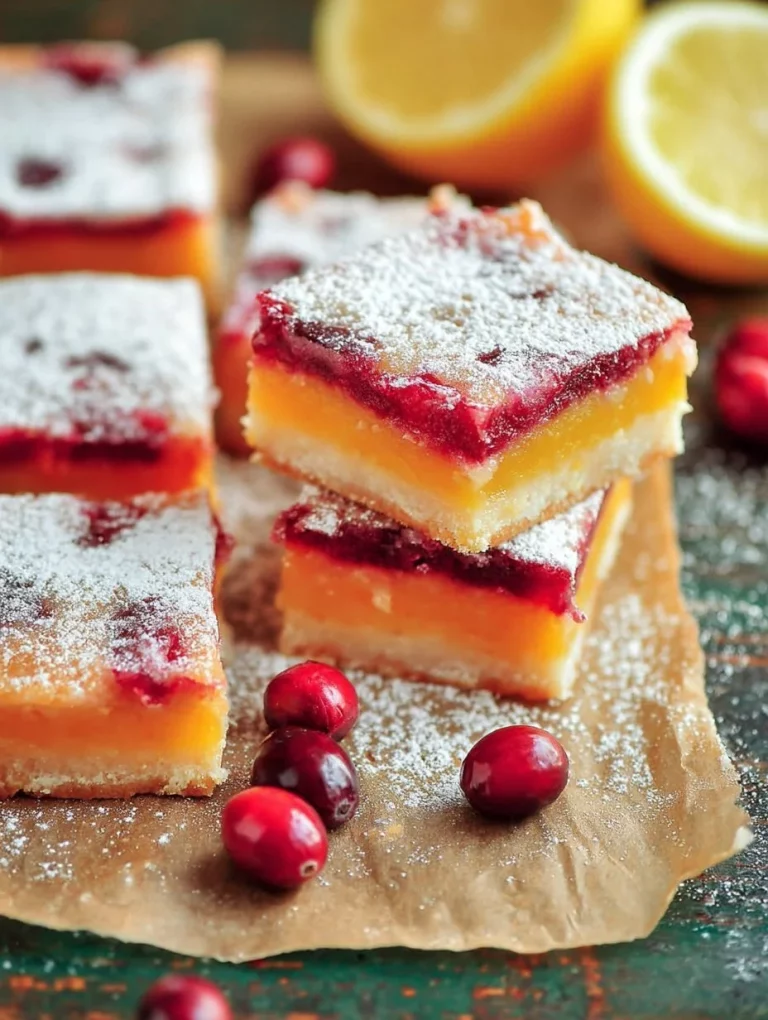 Delicious homemade cranberry lemon bars on a white plate