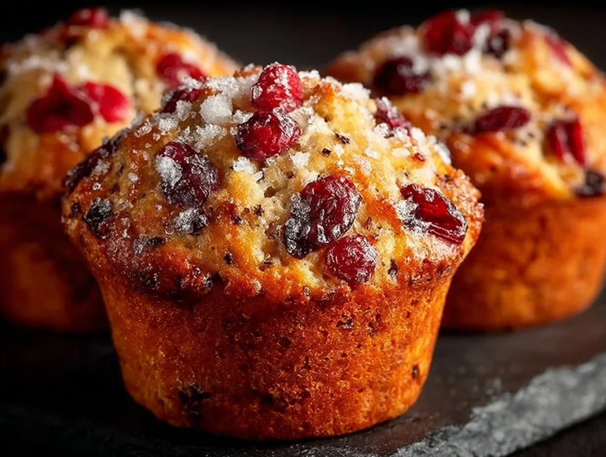 Cranberry orange breakfast muffins fresh out of the oven