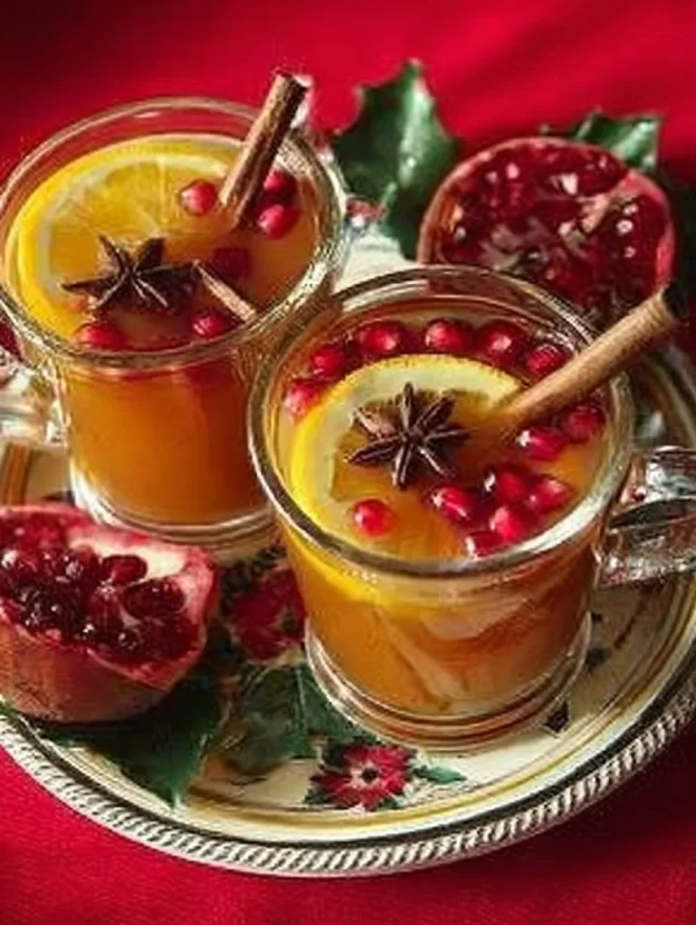 A warm cup of Cranberry Orange Holiday Wassail garnished with cinnamon sticks.