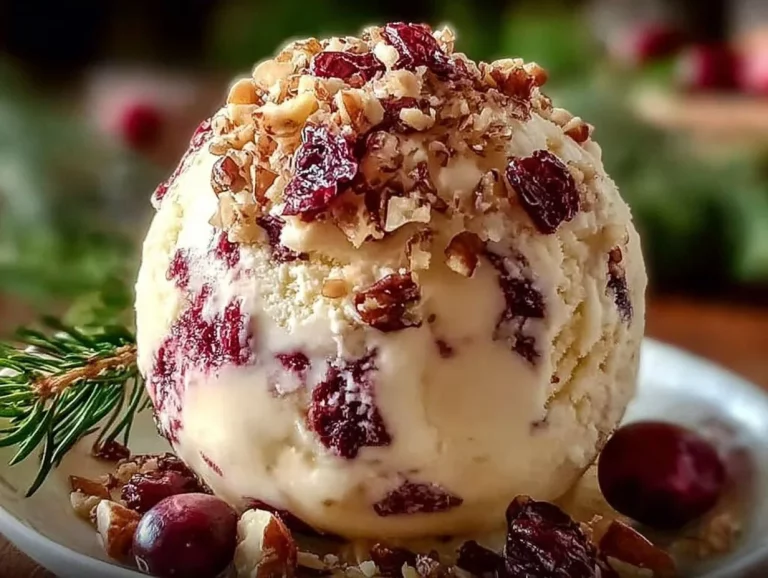 Cranberry Pecan Cheese Ball served with crackers and festive garnishes