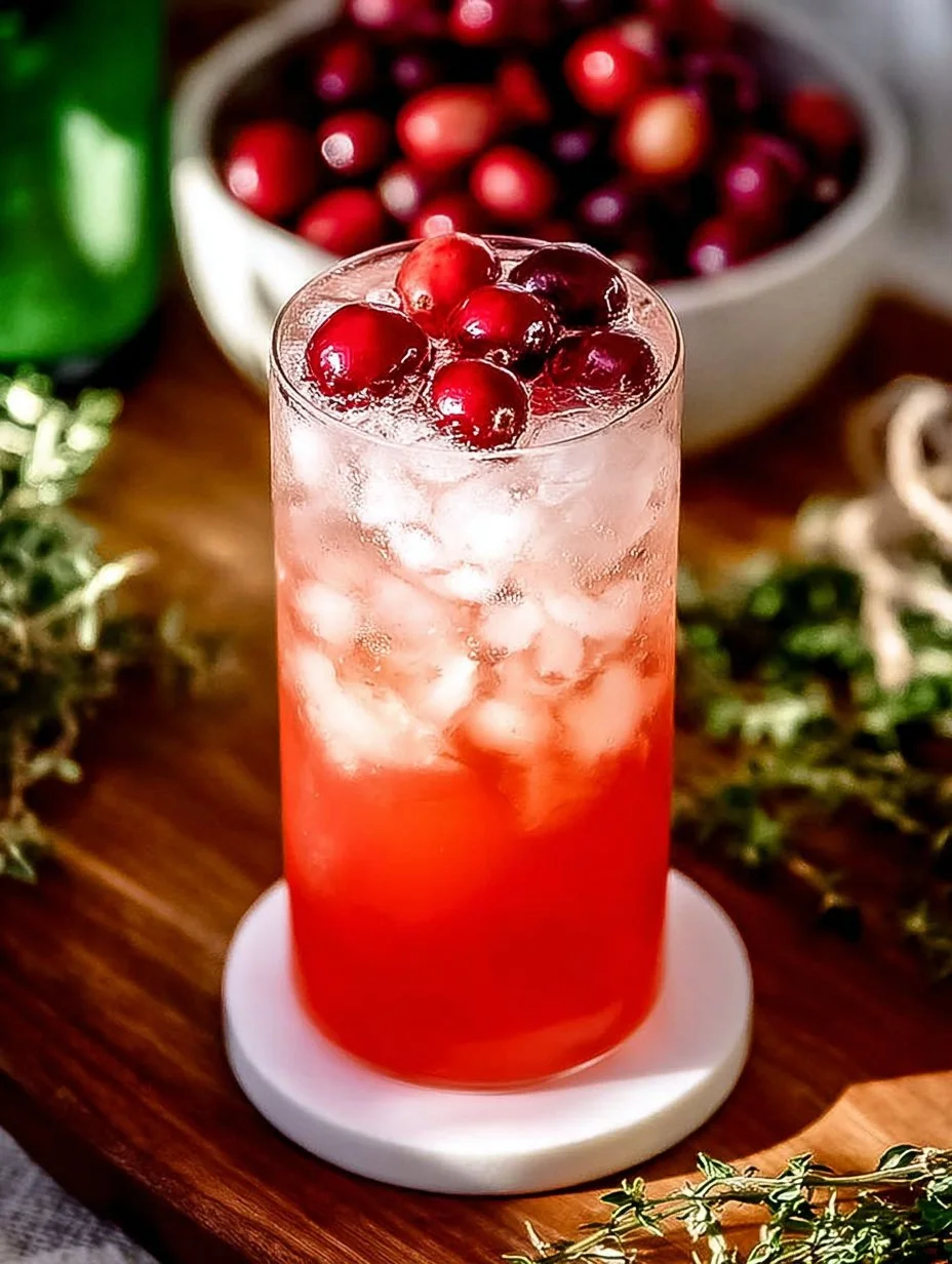 Refreshing Cranberry Spritz cocktail in a glass with garnishes