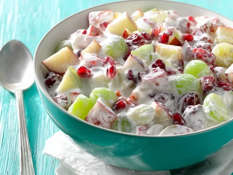 Delicious Cranberry Waldorf Salad with apples, walnuts, and cranberries.