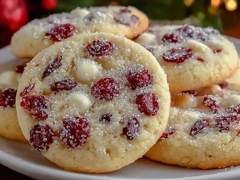 Delicious cream cheese cranberry cookies on a decorative plate