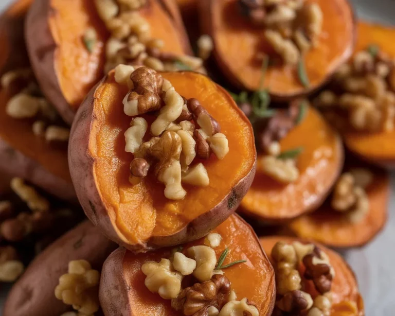 Delicious Roasted Sweet Potatoes with Walnuts and Honey, a perfect side dish.