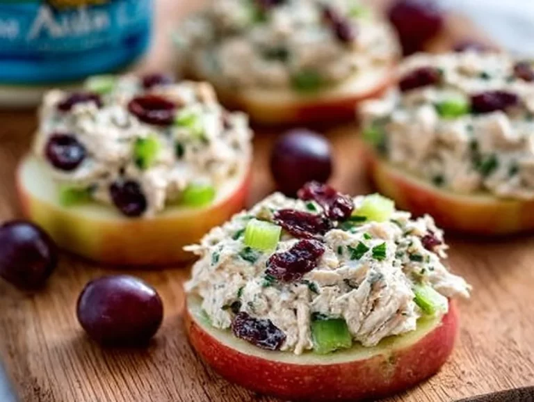 Easy cranberry apple tuna salad bites served on a platter