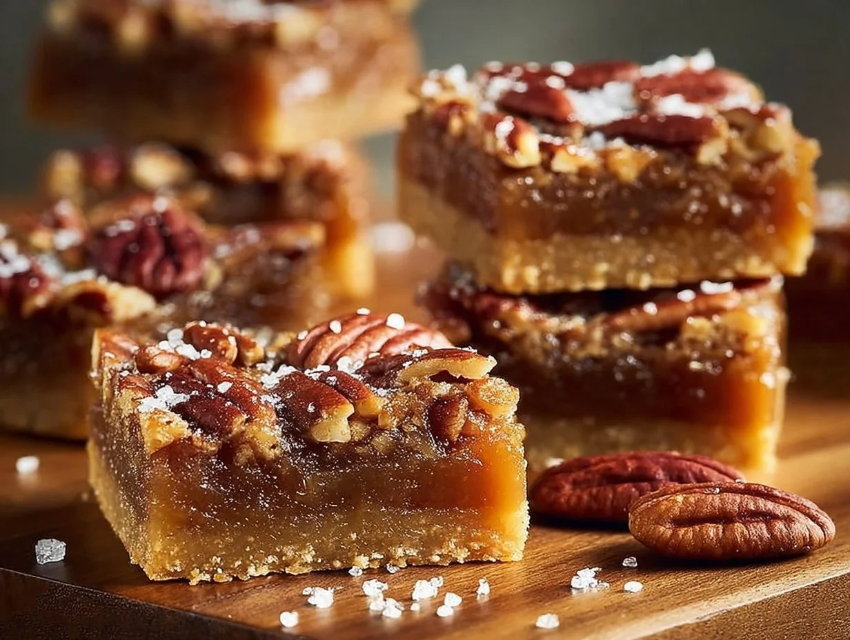 Easy pecan pie bars with a nutty topping and buttery crust