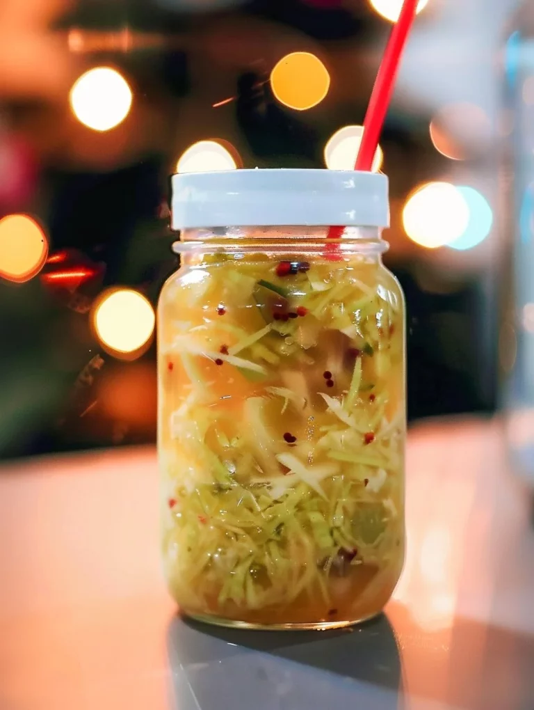 Fermented apple cranberry cabbage dish served in a bowl