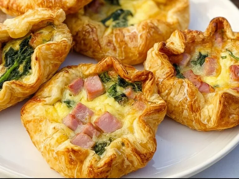 Delicious ham and cheese puff pastry baked to golden perfection
