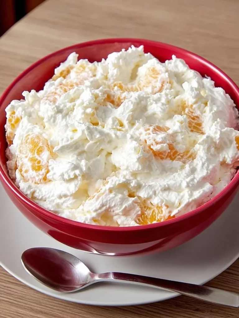 A festive bowl of Holiday Ambrosia Salad with fruits and marshmallows