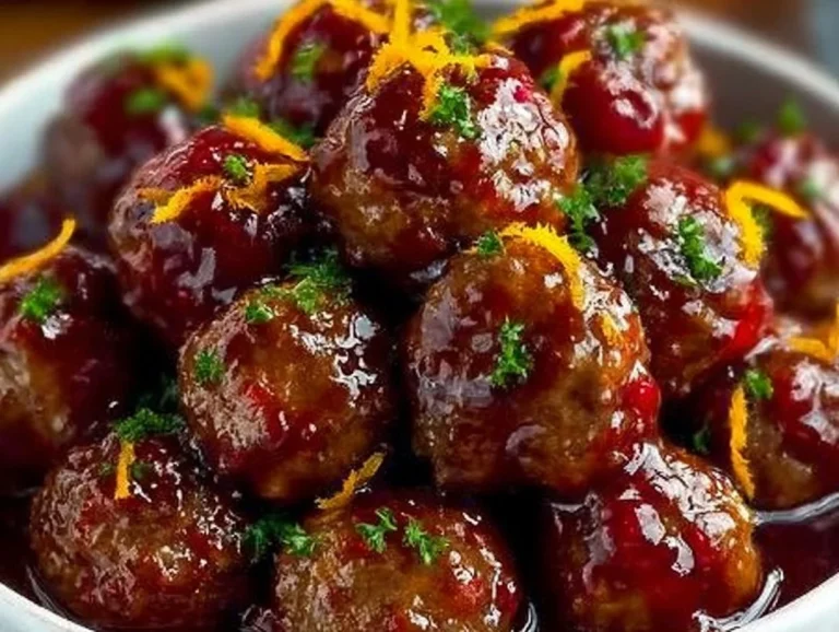 Delicious cranberry orange meatballs served on a festive platter