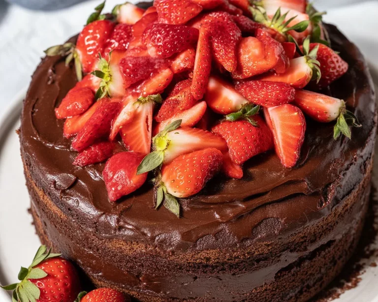 Delicious Small Batch Almond Flour Chocolate Cake topped with chocolate frosting.