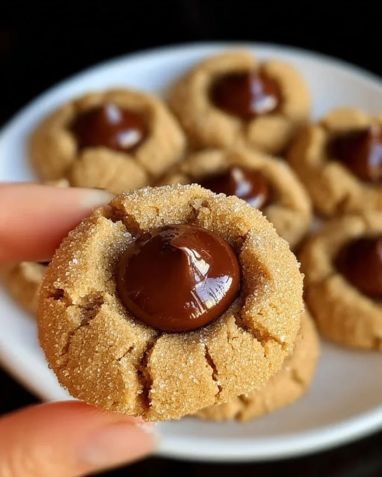 Keto Peanut Butter Blossoms cookies topped with sugar-free chocolate