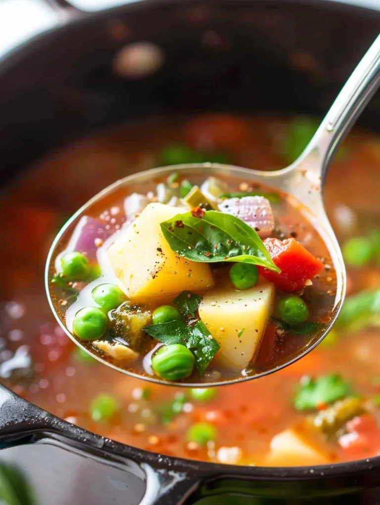 Bowl of kid-friendly vegetable soup with fresh veggies