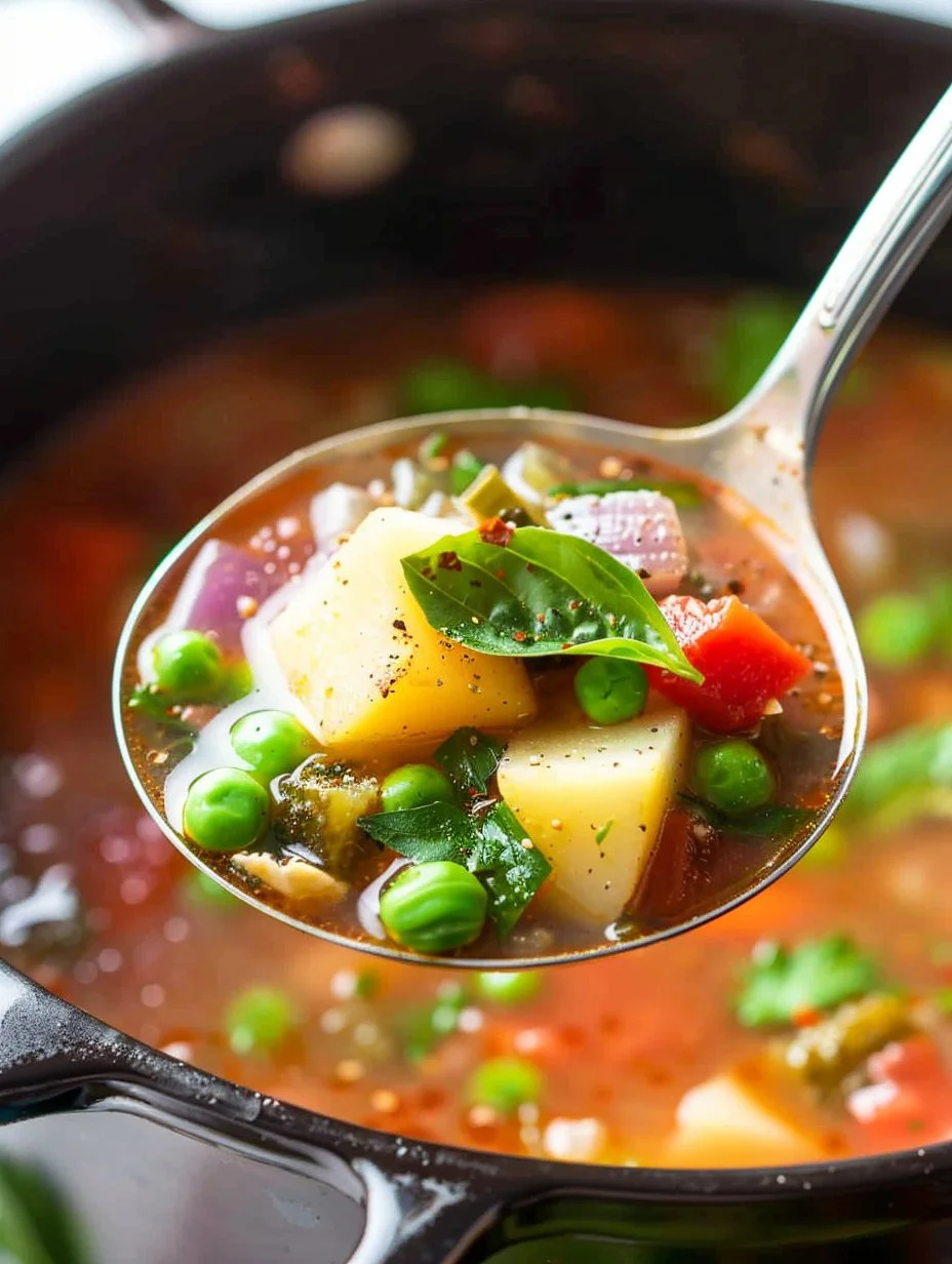 Bowl of kid-friendly vegetable soup with fresh veggies