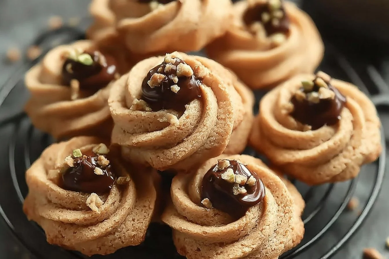 Melt-in-your-mouth coffee butter cookies decorated for the holidays