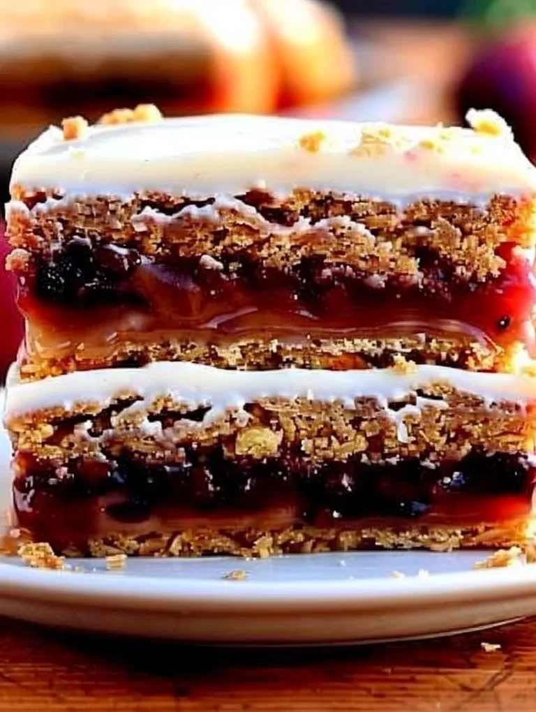 Delicious oatmeal cranberry bars topped with nuts and cranberries