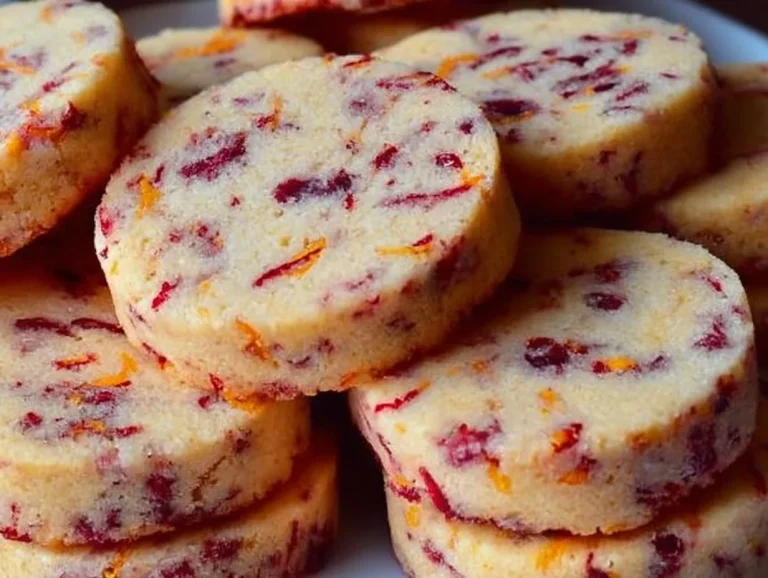 Freshly baked orange cranberry cookies on a cooling rack