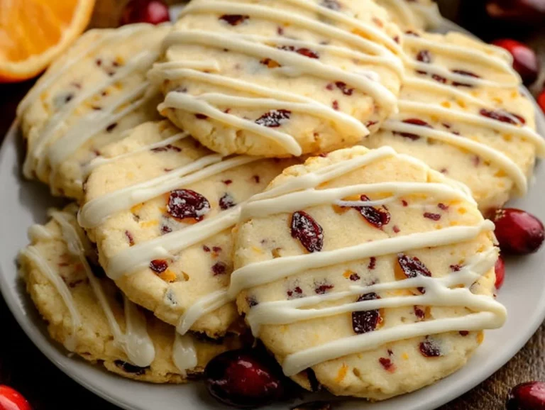 Delicious Orange Cranberry Shortbread Cookies on a plate.