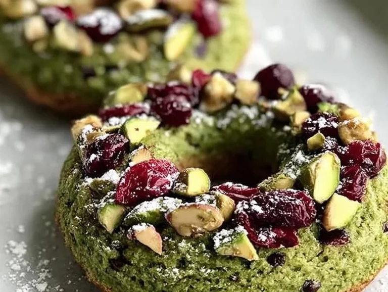 Pistachio cranberry wreath cookies arranged on a festive tray