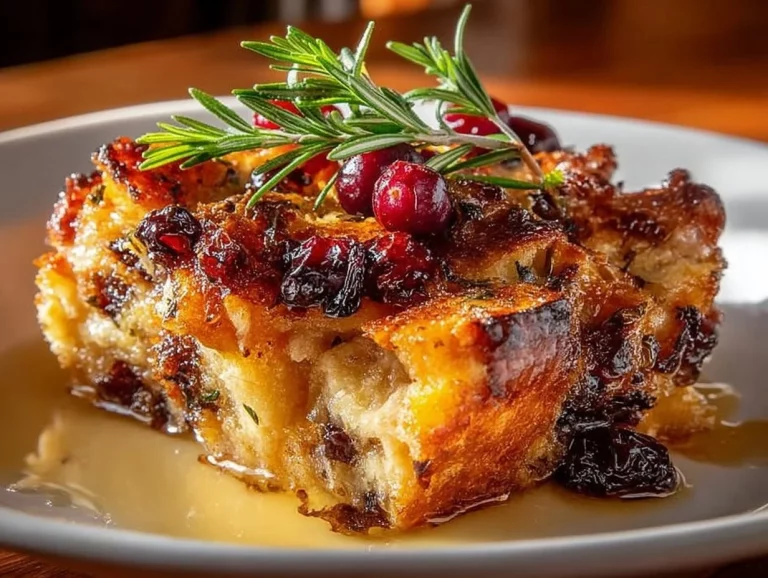 Delicious Sweet Potato and Cranberry Gratin topped with herbs and cheese