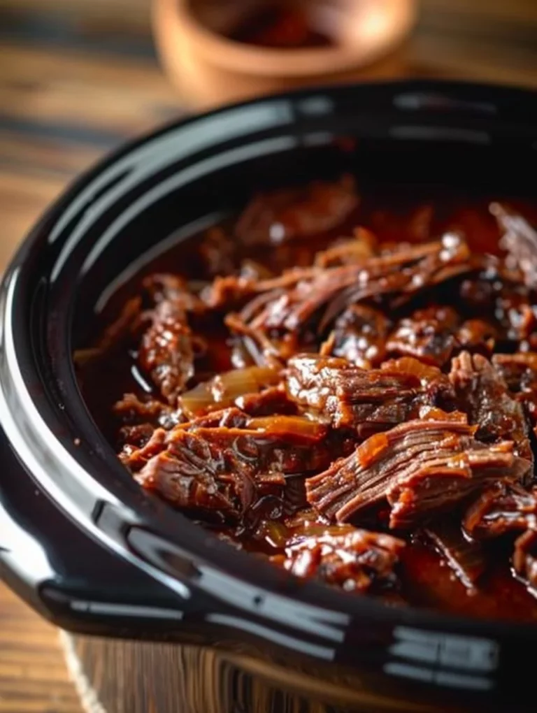 Sweet teriyaki beef strips served on a plate with garnishes