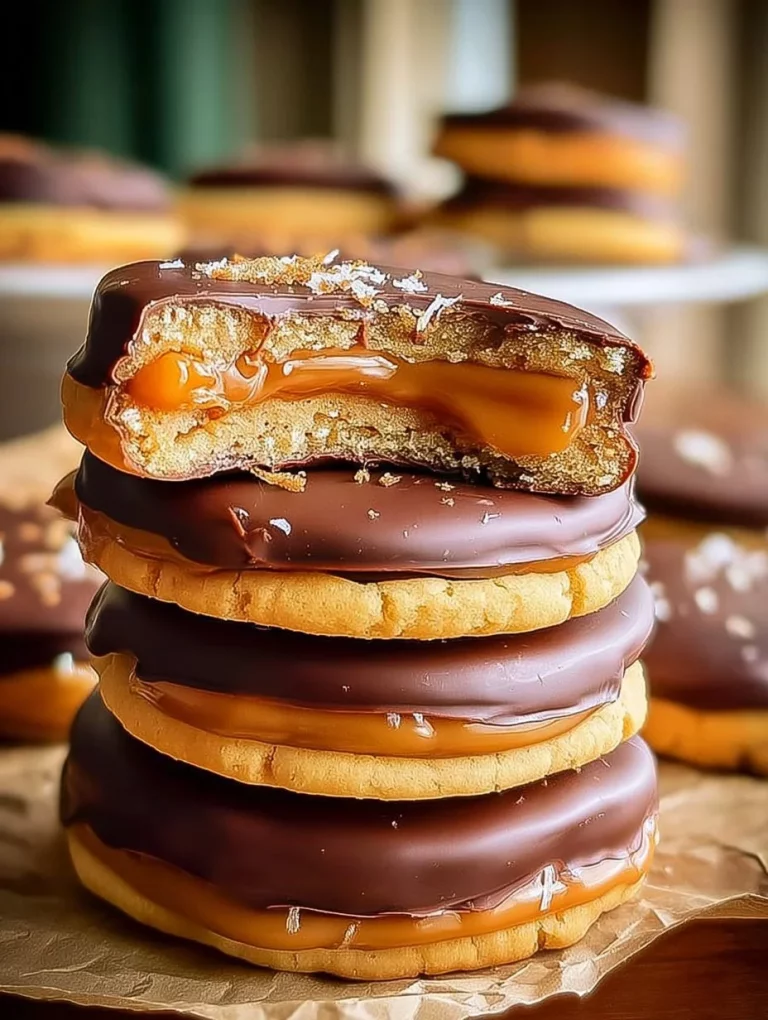 Delicious Twix-style cookies with caramel and chocolate layers