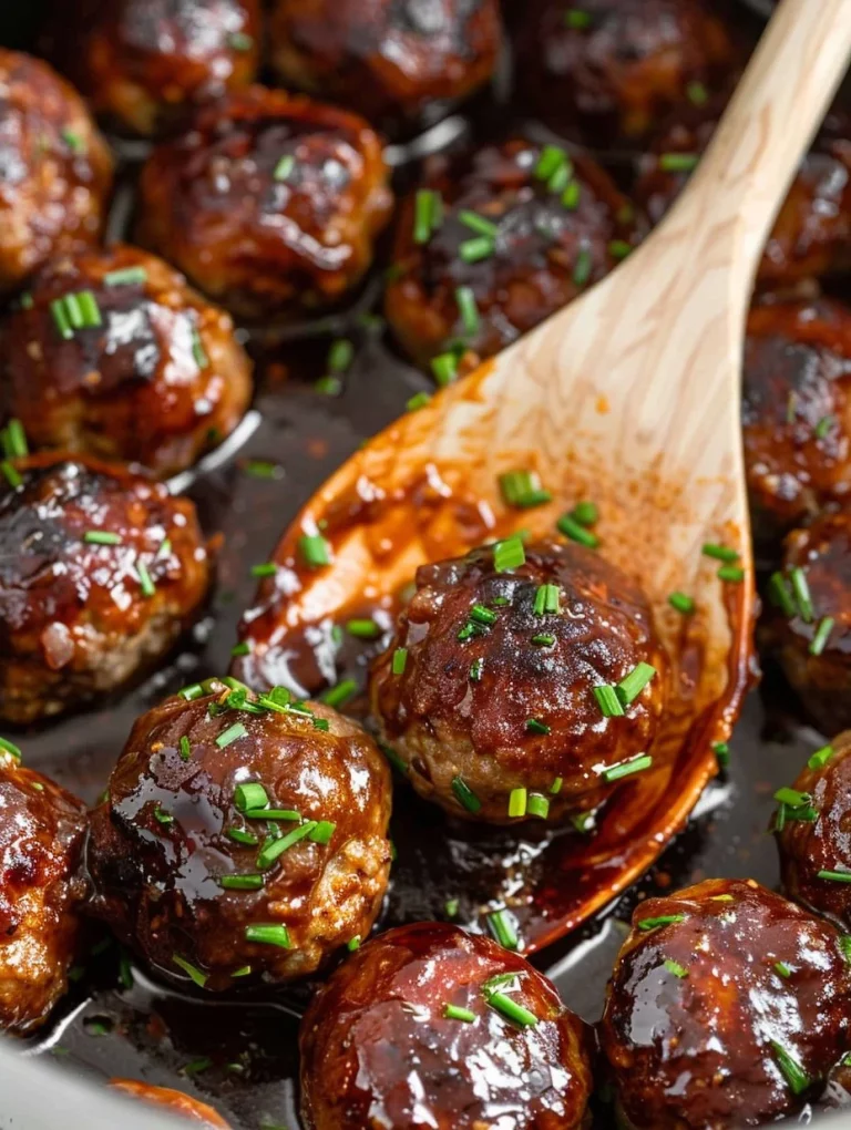 Vegan cranberry meatballs served on a platter with fresh herbs and sauce.