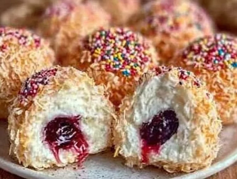 Delicious white chocolate cherry truffles on a decorative plate.
