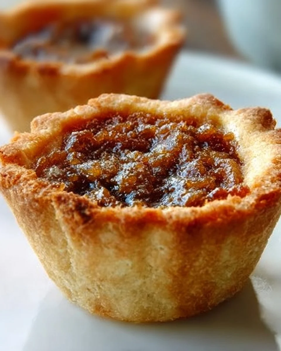 Delicious homemade raisin butter tarts by Anna Olson, showcasing a golden crust and sweet filling.