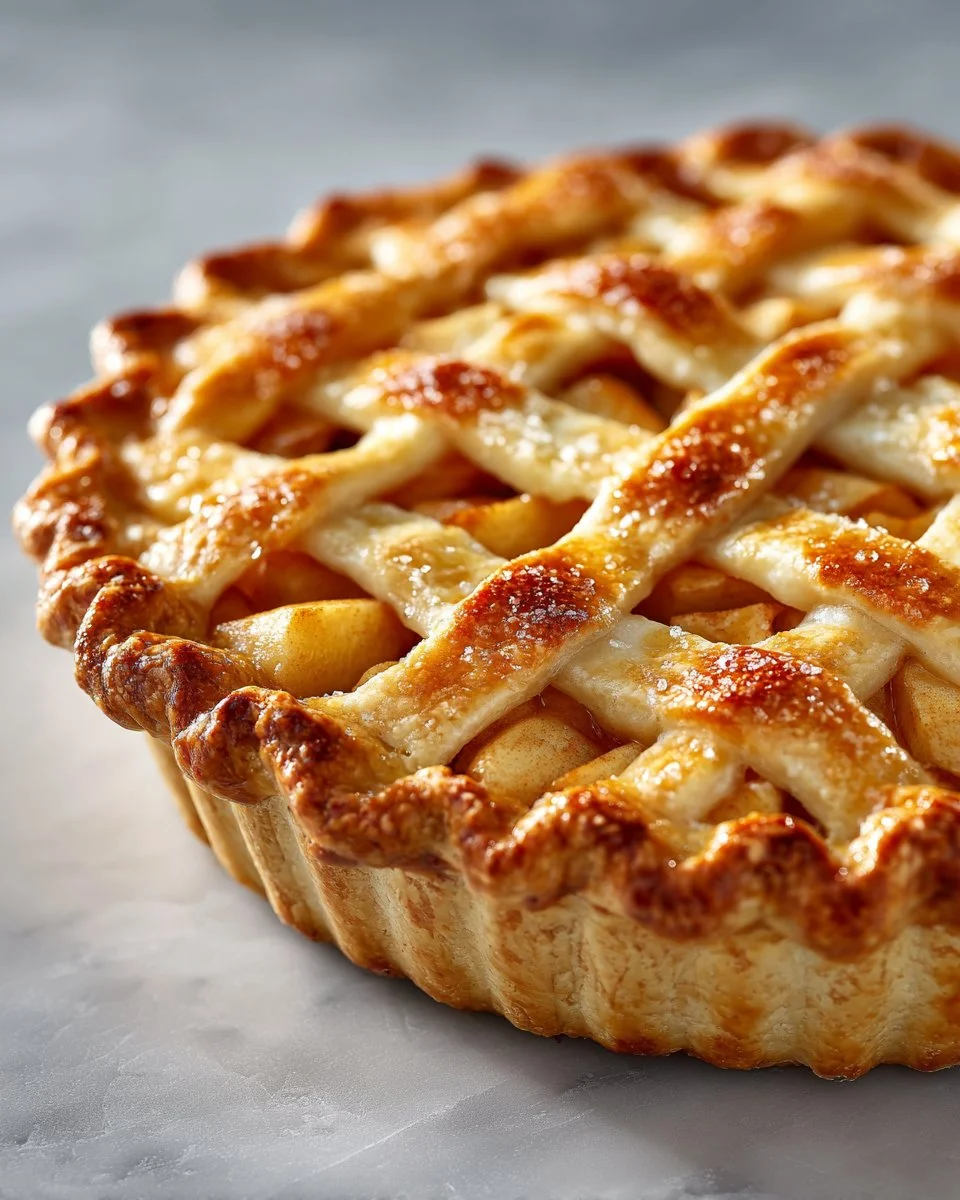 Deliciously baked apple pie with golden crust and fresh apple filling