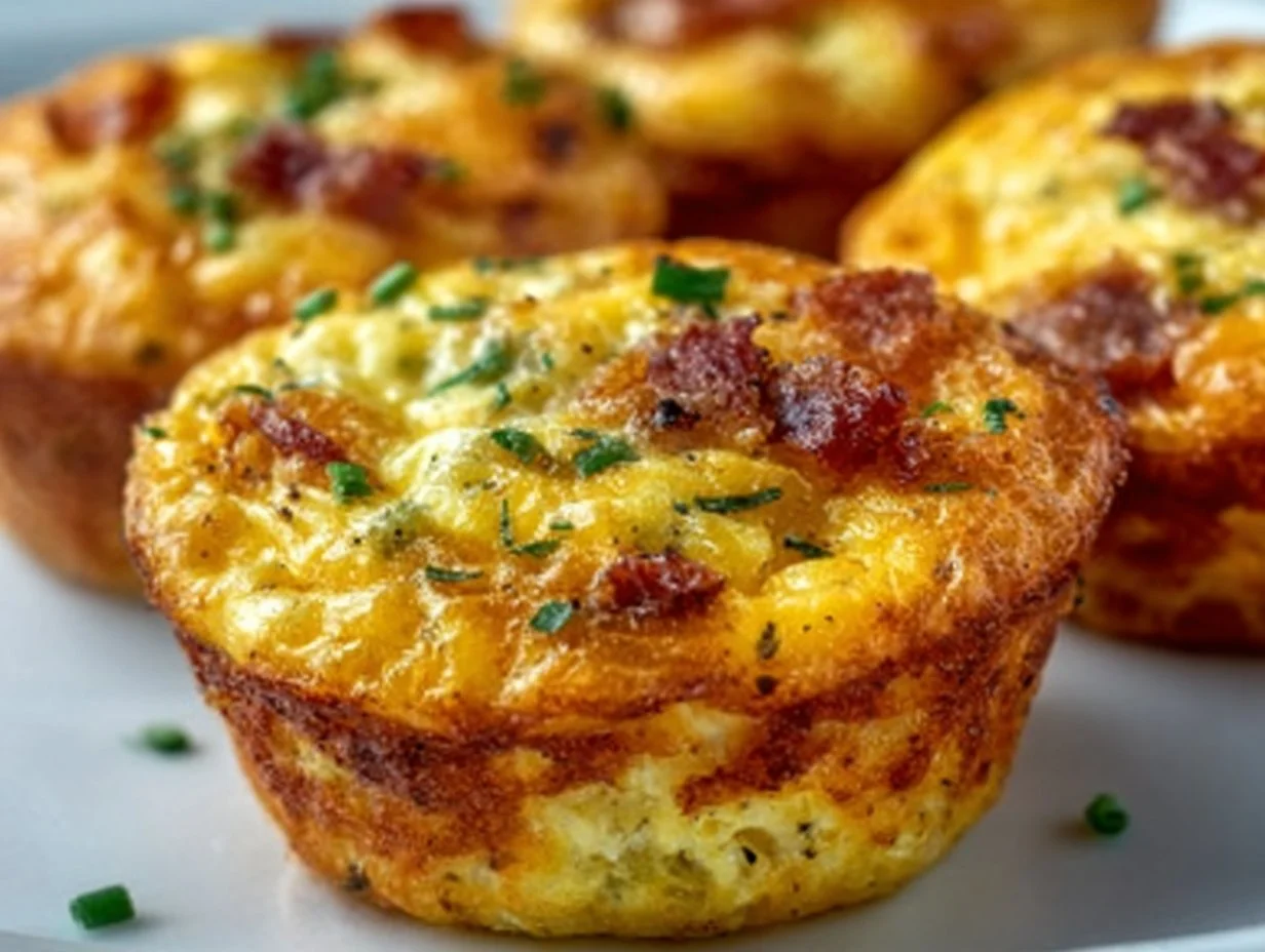 Healthy breakfast egg muffins with vegetables and cheese