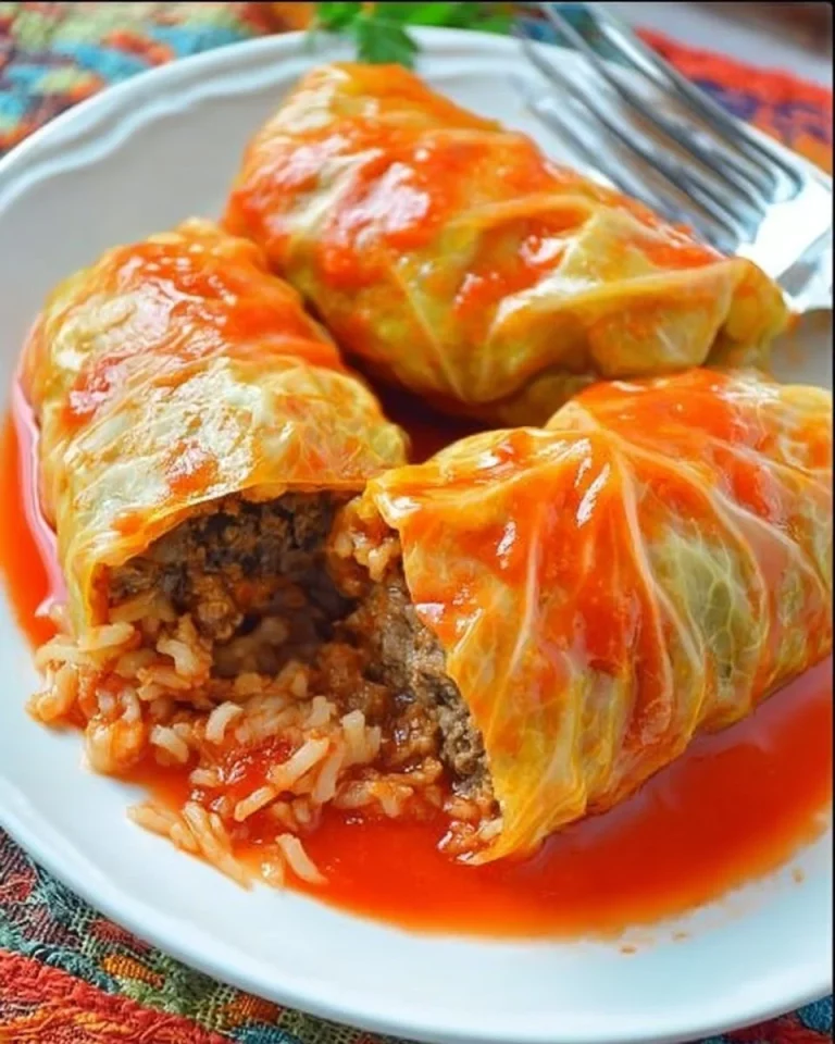 Plate of delicious homemade cabbage rolls served with sauce