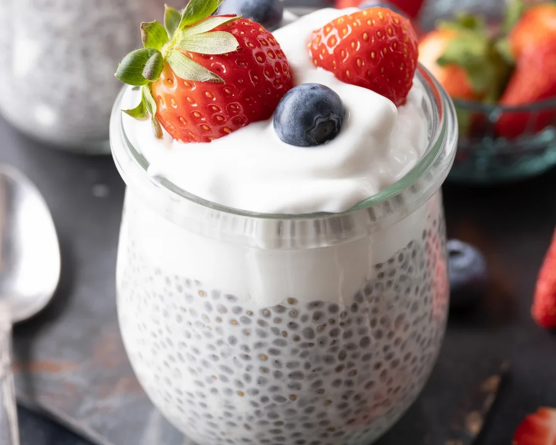 Classic Chia Seed Pudding made with almond milk, chia seeds, and vanilla extract.