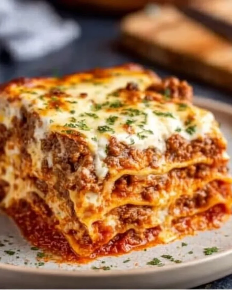 Deliciously prepared cozy Canadian freezer lasagne ready to be served.