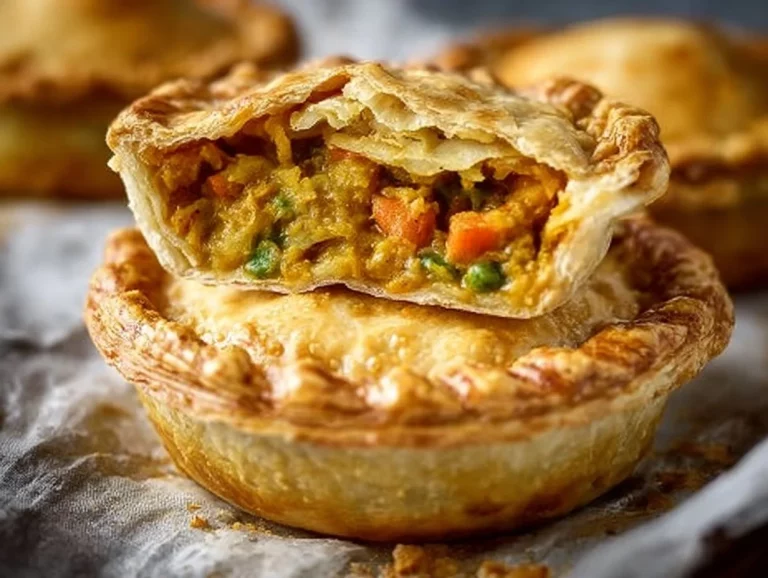 Cozy Canadian vegetable curry pies filled with spiced vegetables in flaky pastry.