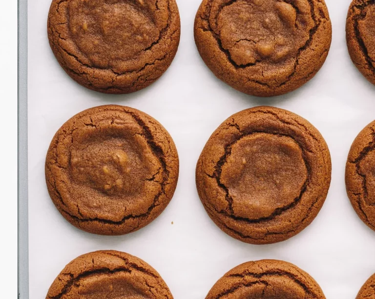 Soft and chewy Traditional Ginger Molasses Cookies on a plate, perfect for holidays.