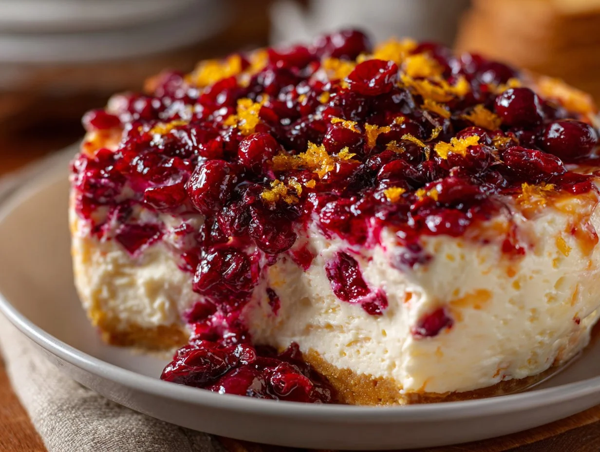 Delicious Cranberry Orange Cream Cheese Dip served in a bowl with crackers