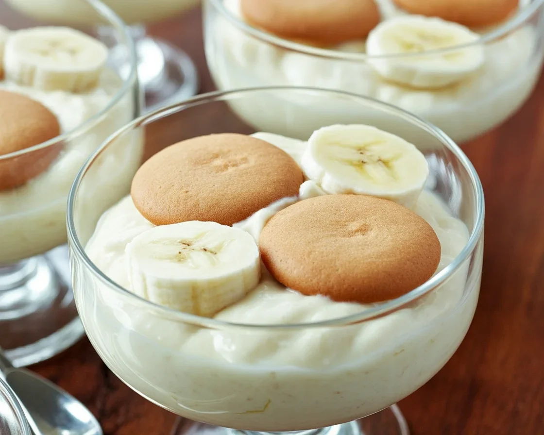 Classic Vanilla Wafer Pudding Parfaits with layers of pudding and wafer cookies.