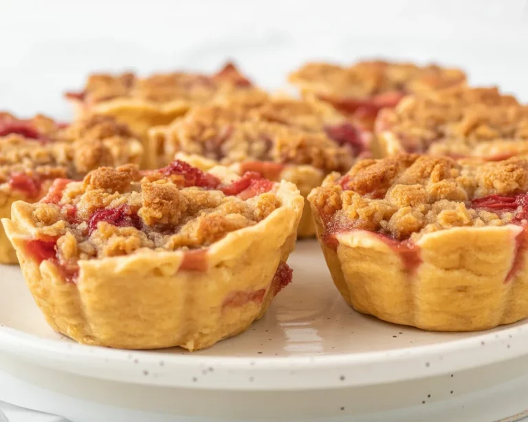 Mini Strawberry Rhubarb Cobblers with fresh fruit filling in individual portions