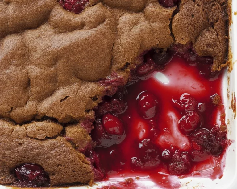 Delicious Retro Cherry Dump Cake made with cherry filling and cake mix