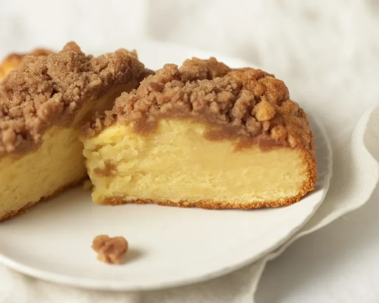 Small Batch Coffee Cake with Streusel Topping baked in a ramekin, no mixer needed.