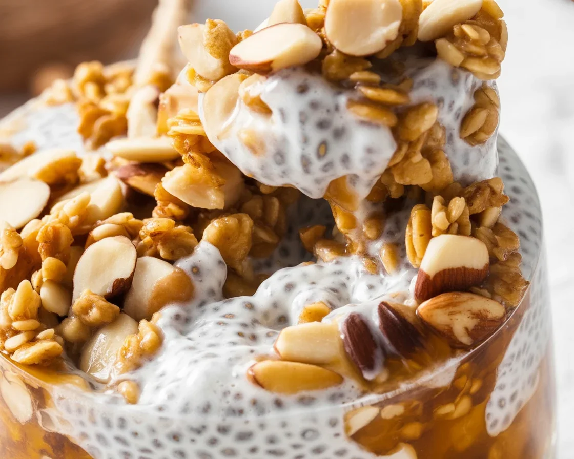 Creamy Keto Chia Seed Pudding with chocolate and coconut milk, a healthy low carb dessert.
