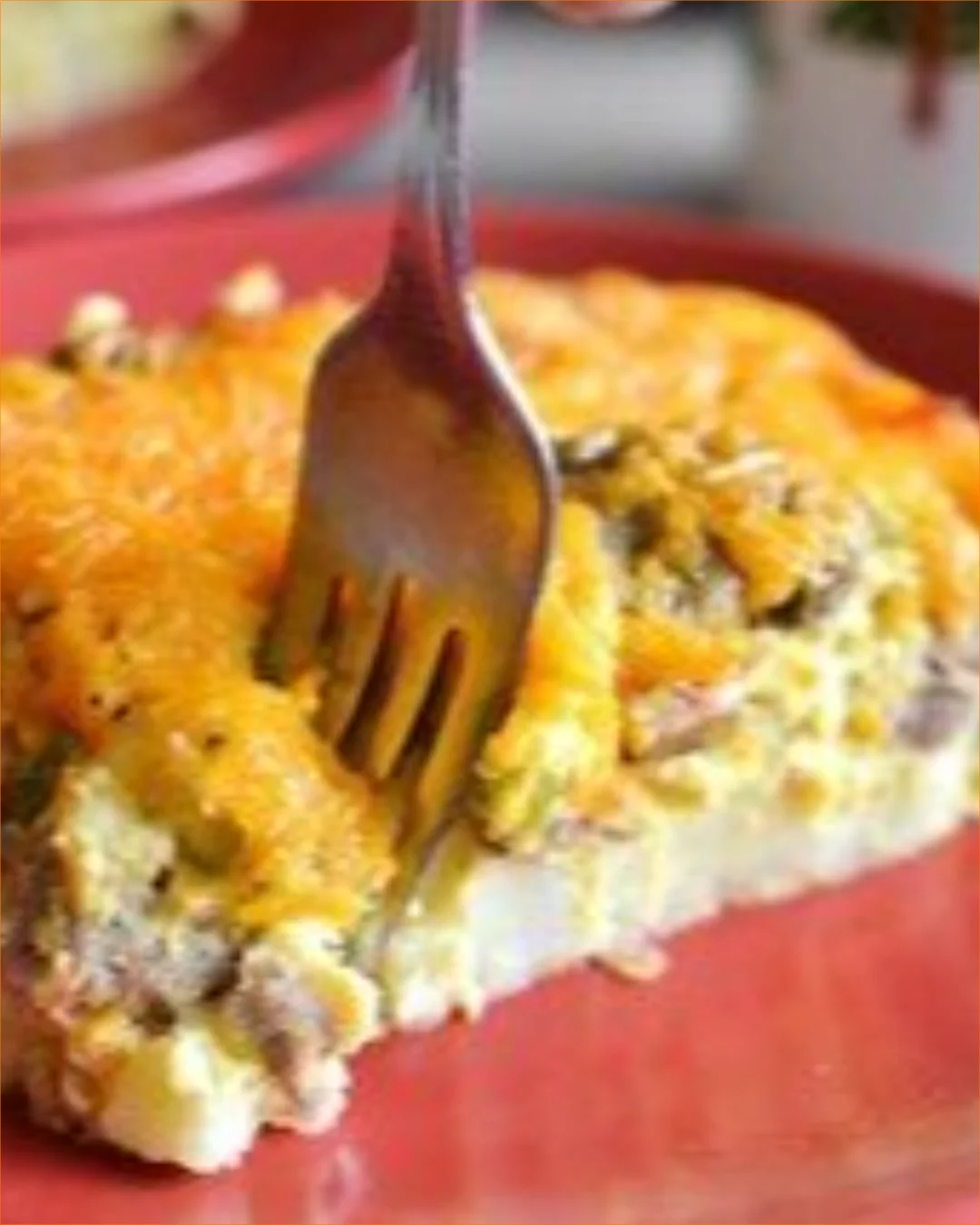 Healthy sausage and egg breakfast casserole ready for serving