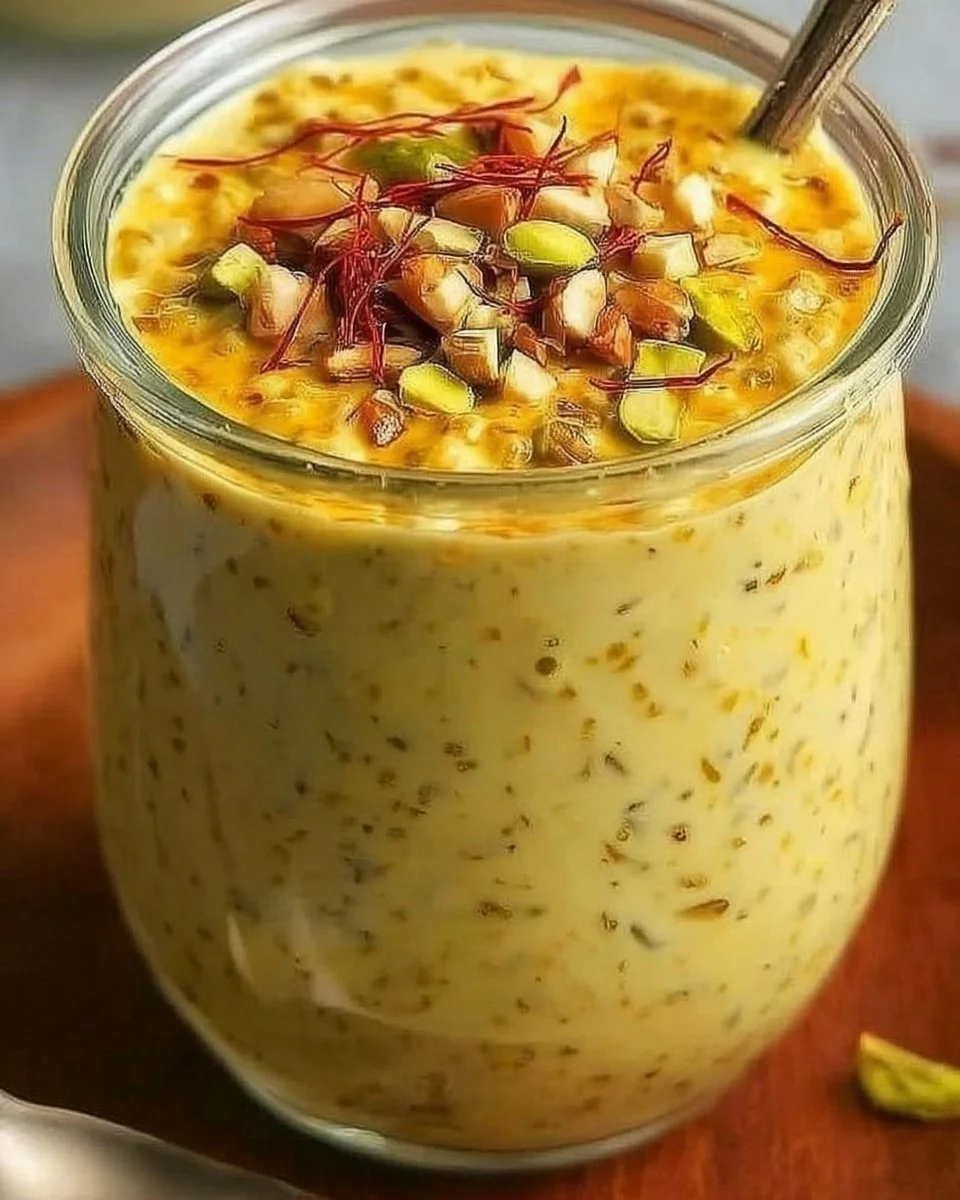Bowl of Indian Style Overnight Oats topped with fruits and nuts