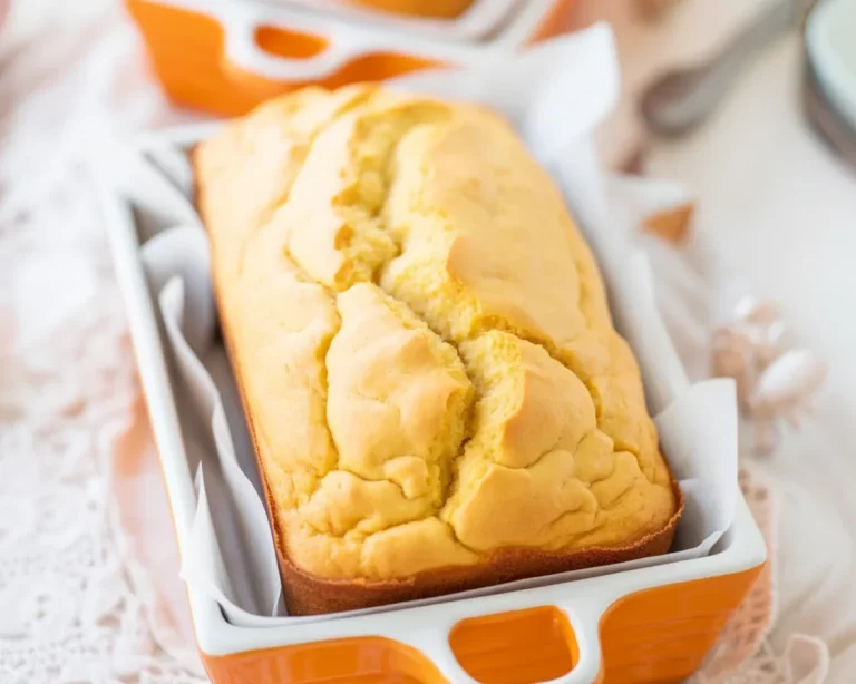 Classic Cream Cheese Pound Cake (Mini Loaf) fresh out of the oven, rich and moist.