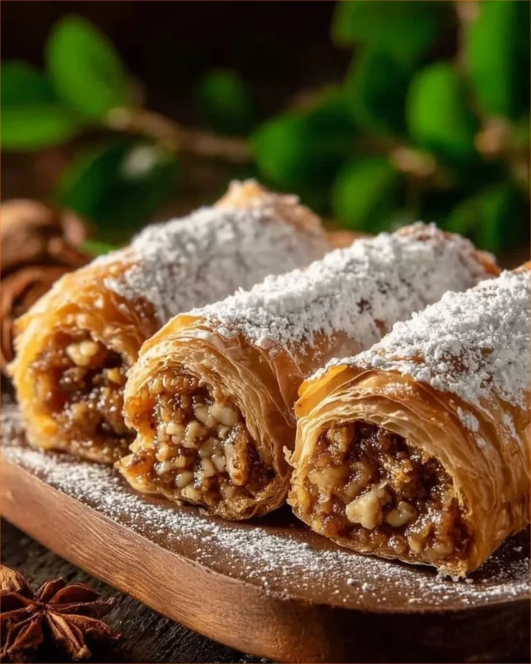 Freshly baked Italian Nut Roll Cookies with nuts and a rich filling