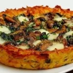 Delicious Potato Pie with Mushrooms and Spinach, ready to serve.