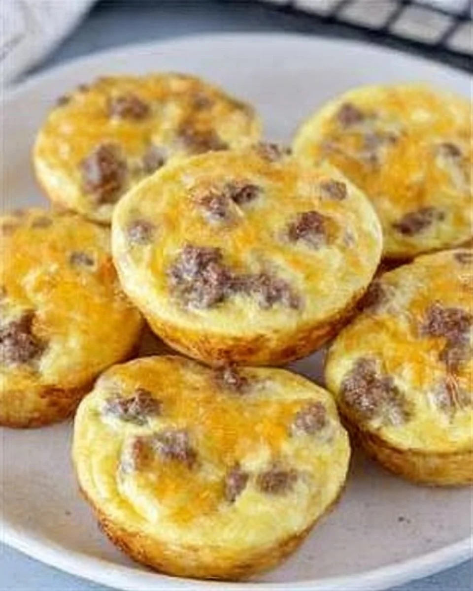 Delicious ricotta egg bites served on a plate with herbs.