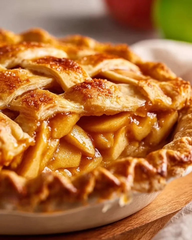 Delicious rustic apple pie with a golden crust and spiced apple filling