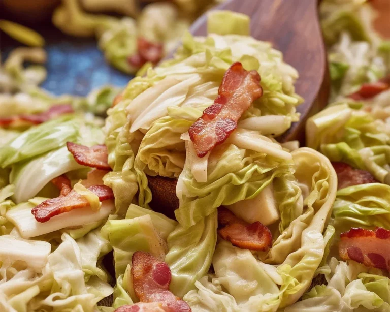 Delicious Southern Fried Cabbage with Bacon served in a skillet.